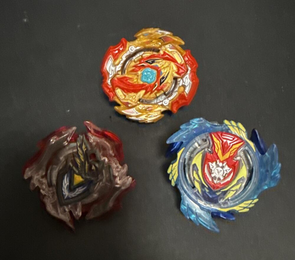 Beyblade Burst Lot of 3 Hasbro Battle Tops Red Blue Gold Spinning Tops